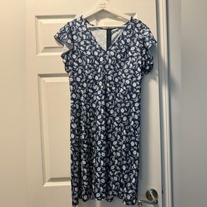 NWOT Floral Navy and White Dress